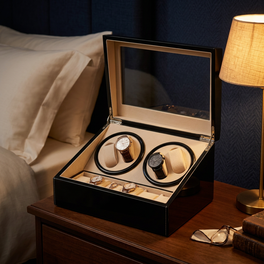 Coffret Signature Duo silencieux sur une table de nuit